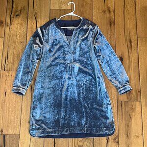 Anthropologie Crushed Blue Velvet Tunic Dress - Size M